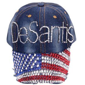 President Ron DeSantis 2024 Denim Rivet Rhinestone Bling Women's Hat Ball Cap